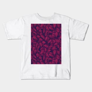 Minimalist Leaf Line Art Illustration as a Seamless Surface Pattern Design Kids T-Shirt